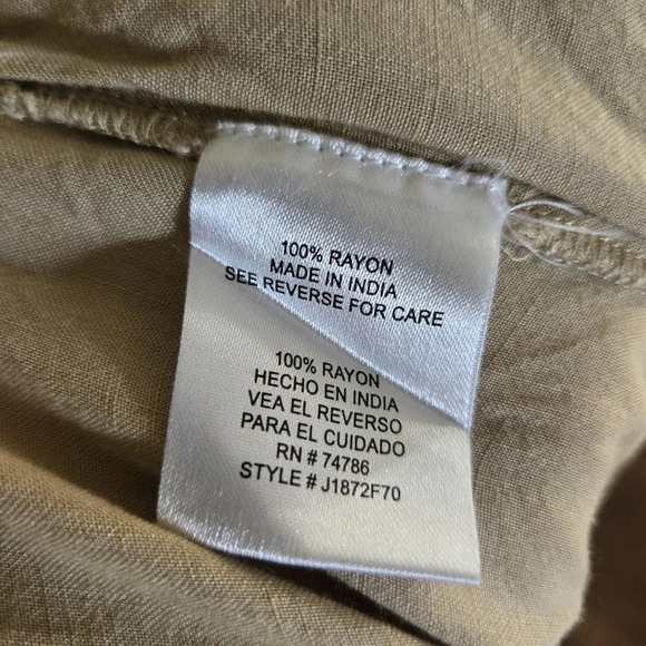 BILA 77 Ayala Pant Extra Wide Leg Palazzo Tan Elastic Waist 100% Rayon - Picture 9 of 12